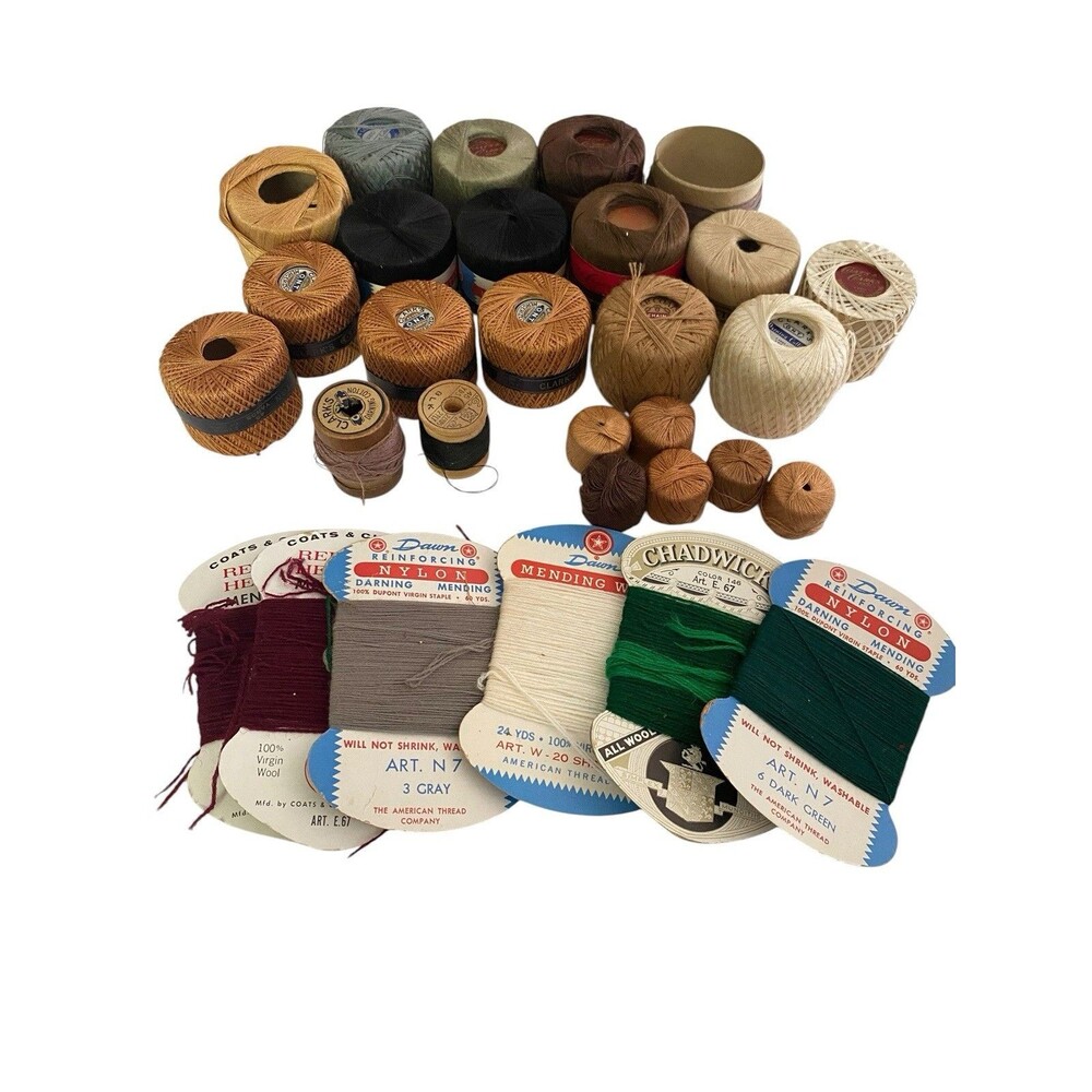 Darning Threads Mending 30 Mixed Colors J & P Coats, Clark's Star Chadwick's